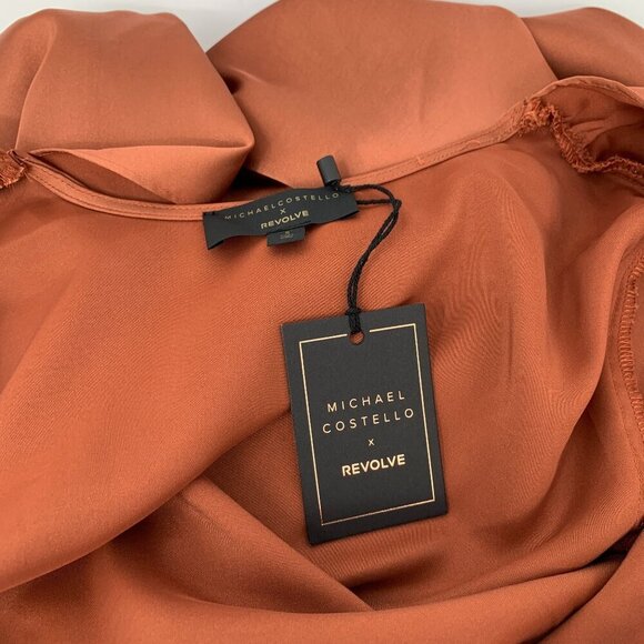 Michael Costello Eric gown maxi long dress silky bronze orange NO BELT new Small - Picture 7 of 7